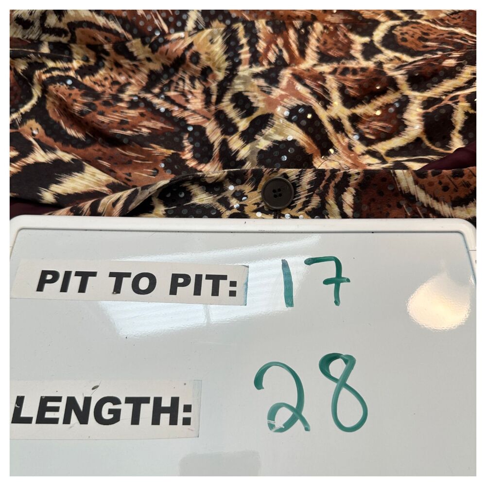 Cache Vintage Animal Print Sequin Blazer Jacket S… - image 6